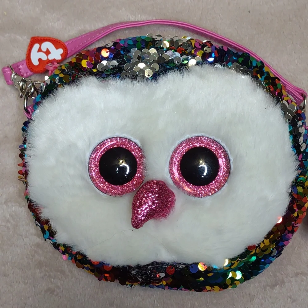 😎TY Owen The Rainbow Owl Flippable Sequins